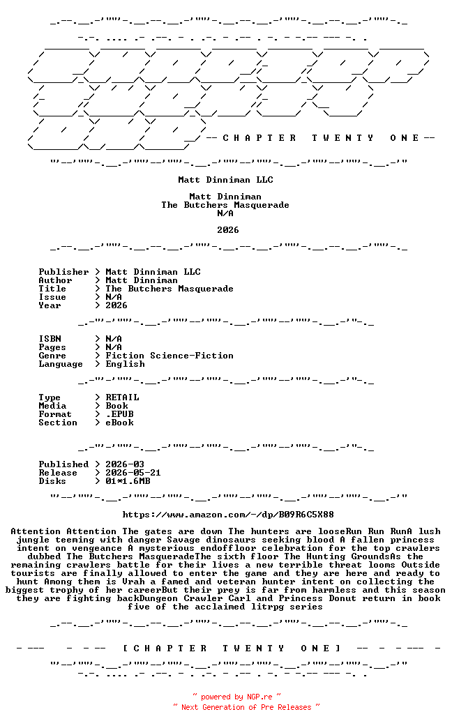 NFO for the release Matt.Dinniman.-.The.Butchers.Masquerade.2026.RETAIL.EPUB.eBook-CTO by CTO