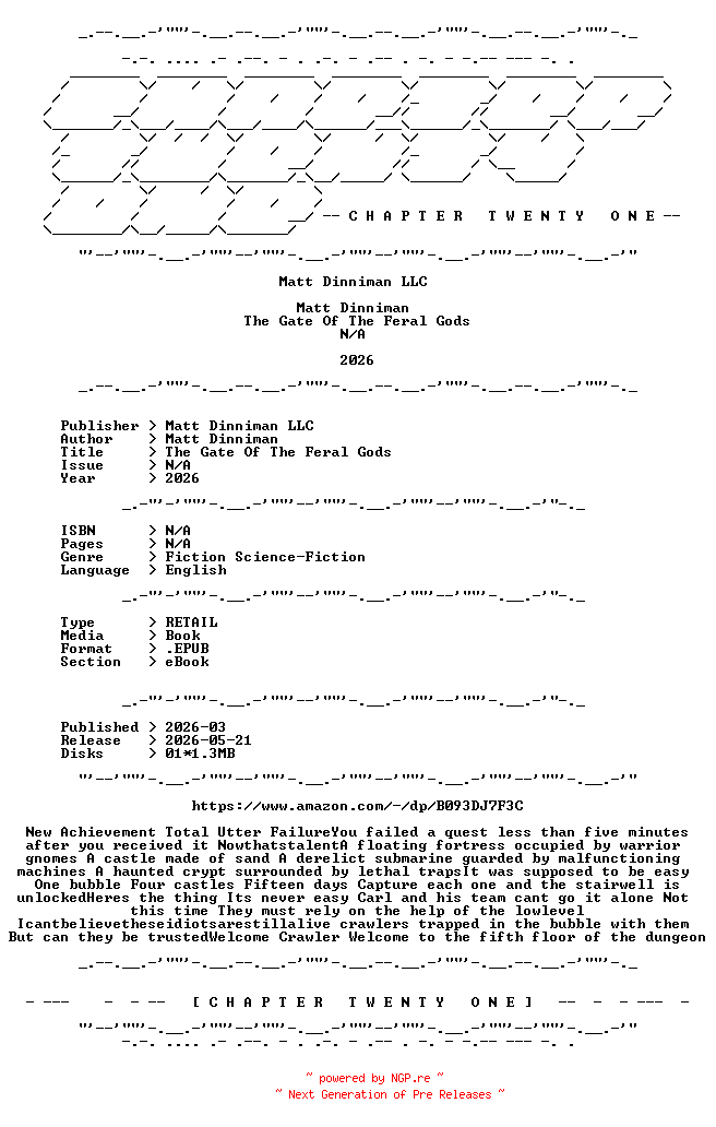 NFO for the release Matt.Dinniman.-.The.Gate.Of.The.Feral.Gods.2026.RETAIL.EPUB.eBook-CTO by CTO