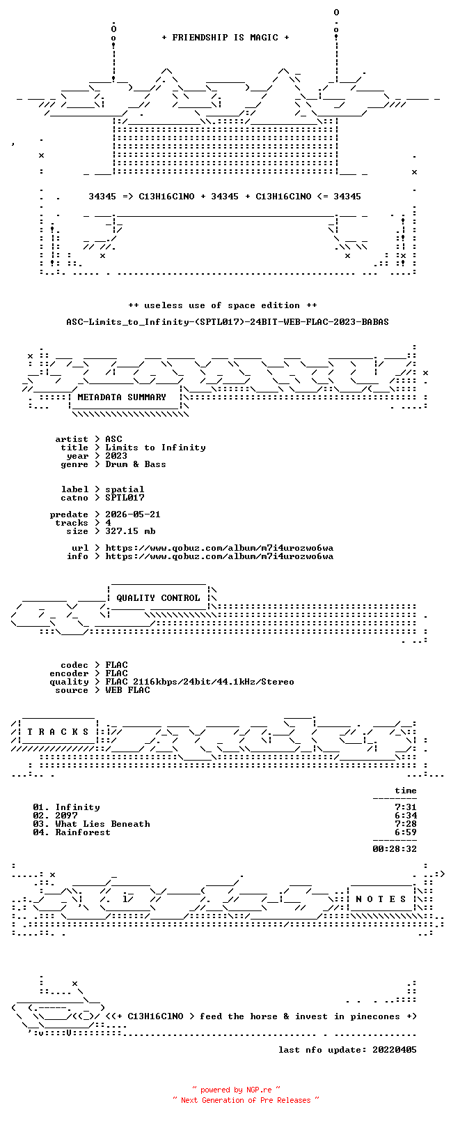 NFO for the release ASC-Limits_to_Infinity-(SPTL017)-24BIT-WEB-FLAC-2023-BABAS by BABAS