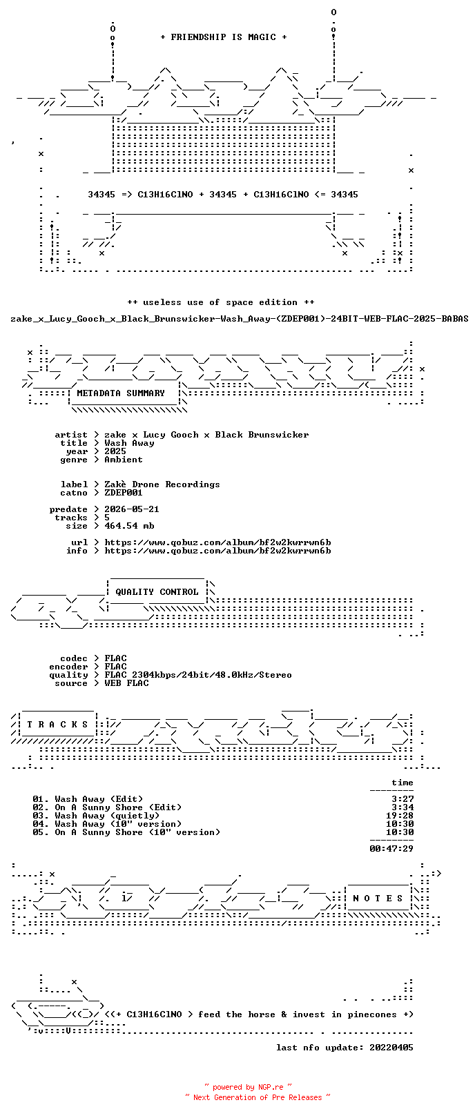 NFO for the release zake_x_Lucy_Gooch_x_Black_Brunswicker-Wash_Away-(ZDEP001)-24BIT-WEB-FLAC-2025-BABAS by BABAS