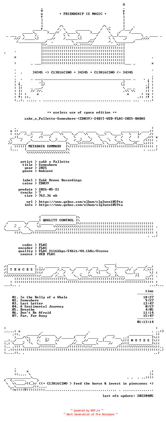 NFO for the release zake_x_Pallette-Somewhere-(ZD039)-24BIT-WEB-FLAC-2025-BABAS by BABAS