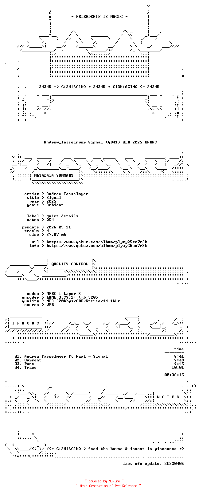 NFO for the release Andrew_Tasselmyer-Signal-(QD41)-WEB-2025-BABAS by BABAS