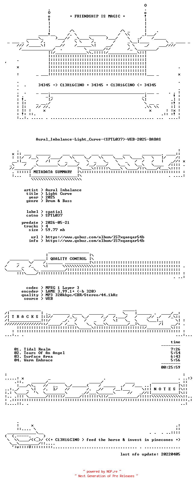 NFO for the release Aural_Imbalance-Light_Curve-(SPTL037)-WEB-2025-BABAS by BABAS