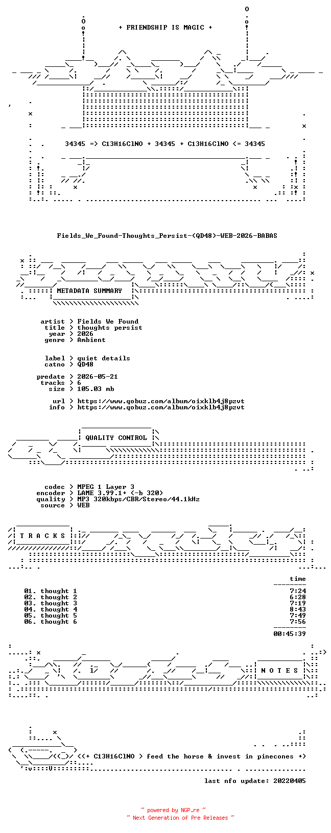 NFO for the release Fields_We_Found-Thoughts_Persist-(QD48)-WEB-2026-BABAS by BABAS