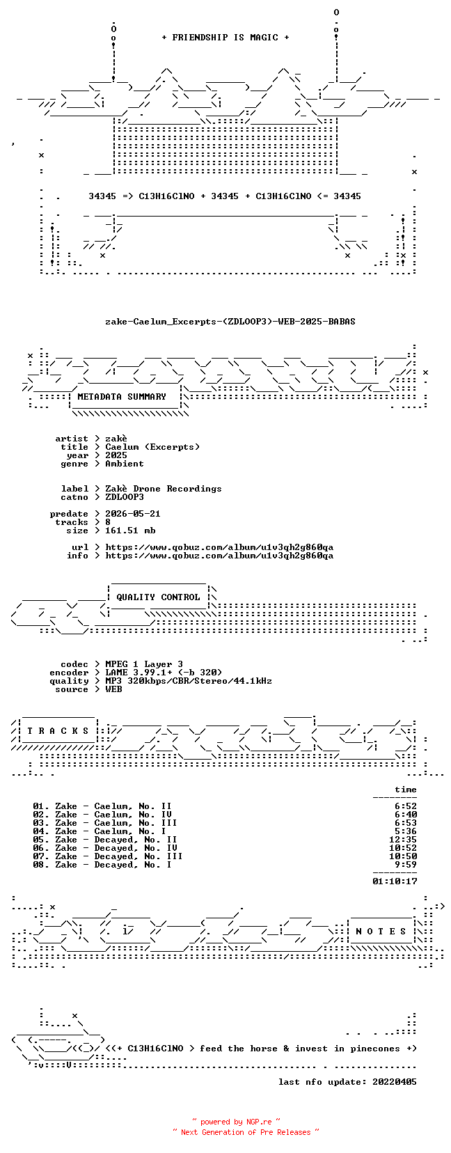 NFO for the release zake-Caelum_Excerpts-(ZDLOOP3)-WEB-2025-BABAS by BABAS