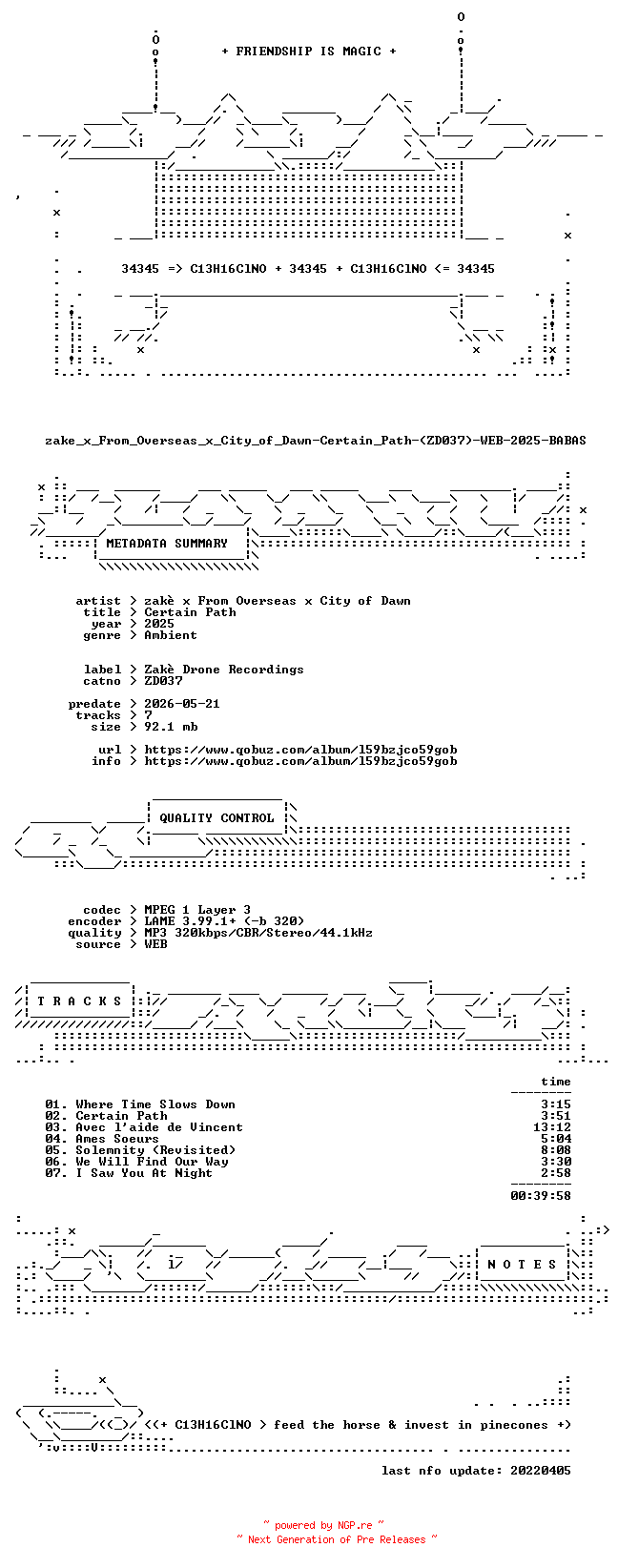 NFO for the release zake_x_From_Overseas_x_City_of_Dawn-Certain_Path-(ZD037)-WEB-2025-BABAS by BABAS