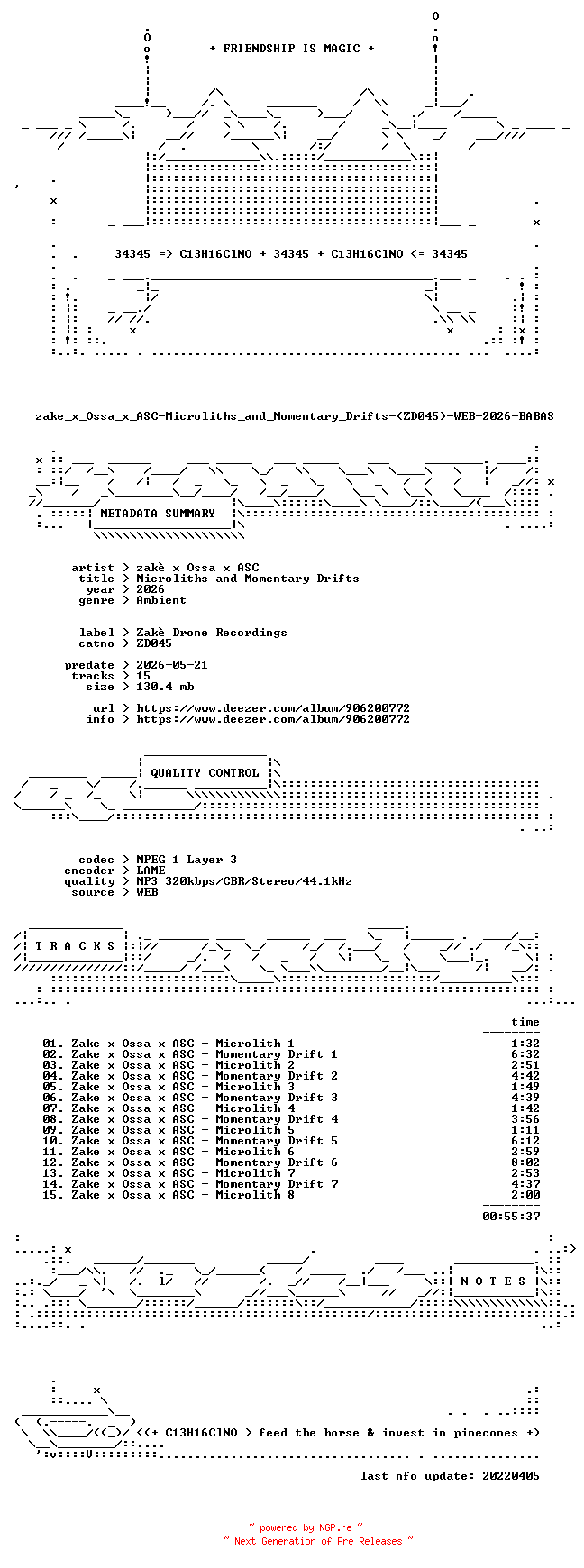 NFO for the release zake_x_Ossa_x_ASC-Microliths_and_Momentary_Drifts-(ZD045)-WEB-2026-BABAS by BABAS