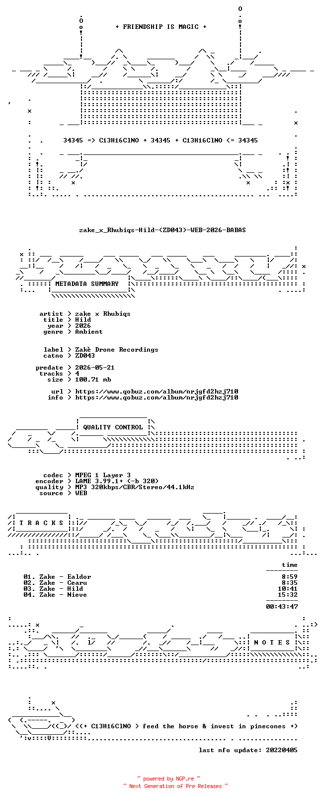 NFO for the release zake_x_Rhubiqs-Hild-(ZD043)-WEB-2026-BABAS by BABAS
