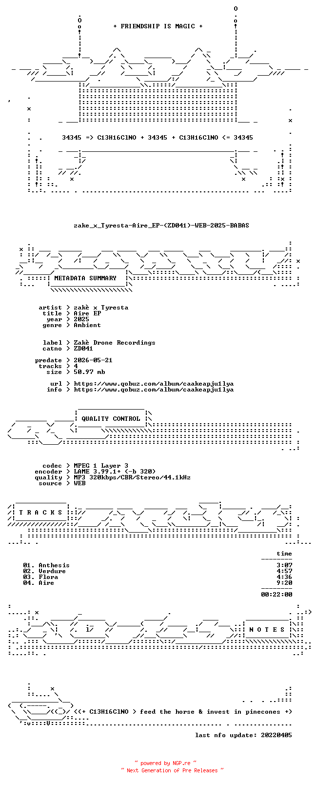 NFO for the release zake_x_Tyresta-Aire_EP-(ZD041)-WEB-2025-BABAS by BABAS