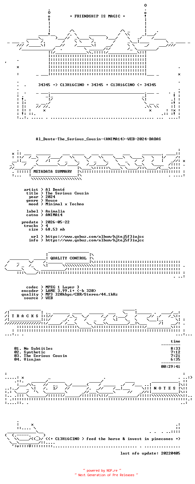 NFO for the release Al_Dente-The_Serious_Cousin-(ANIMA14)-WEB-2024-BABAS by BABAS