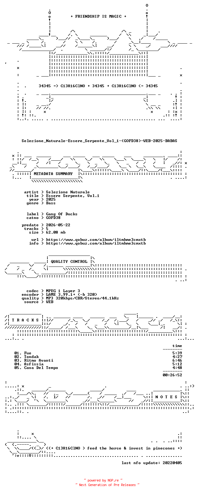 NFO for the release Selezione_Naturale-Essere_Serpente_Vol_1-(GOFD38)-WEB-2025-BABAS by BABAS