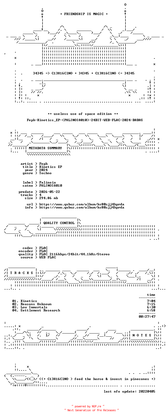 NFO for the release Feph-Kinetics_EP-(PALINOIA010)-24BIT-WEB-FLAC-2024-BABAS by BABAS
