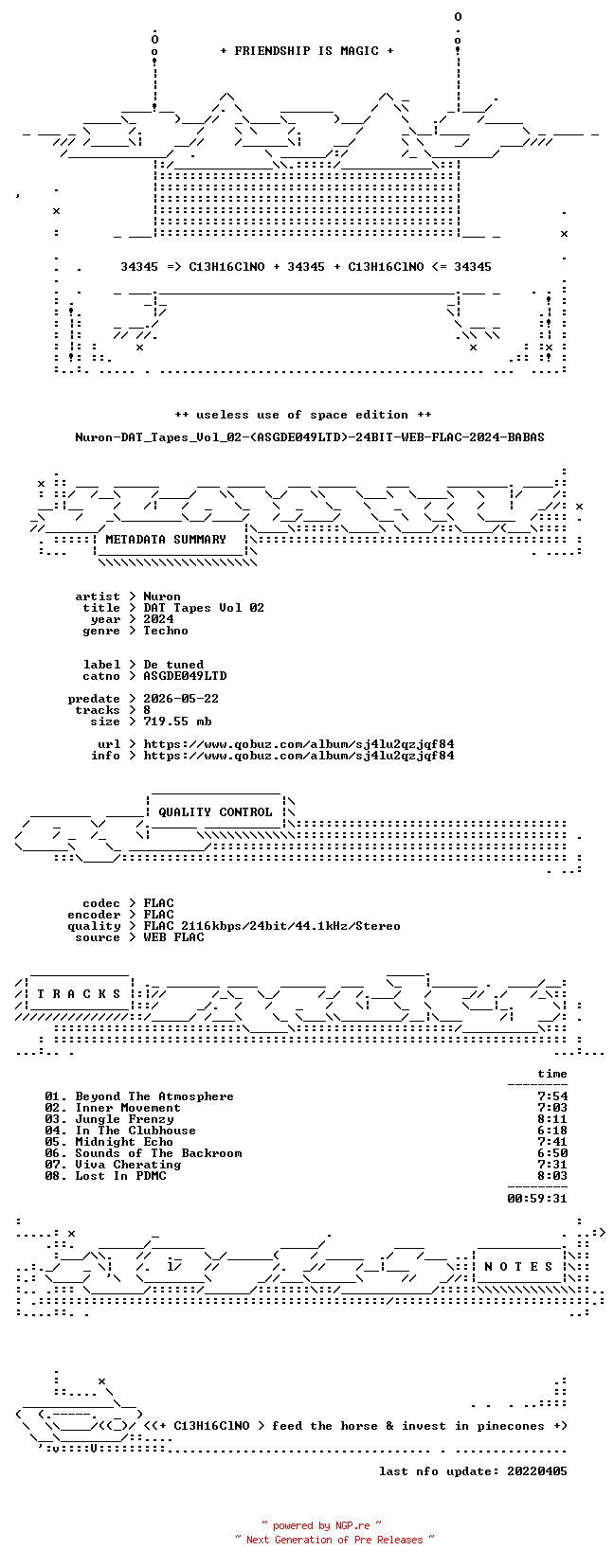 NFO for the release Nuron-DAT_Tapes_Vol_02-(ASGDE049LTD)-24BIT-WEB-FLAC-2024-BABAS by BABAS