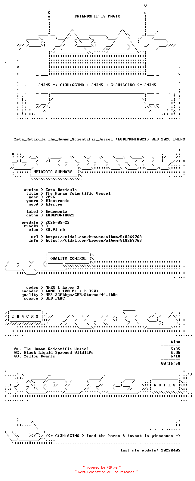 NFO for the release Zeta_Reticula-The_Human_Scientific_Vessel-(EUDEMONIA021)-WEB-2026-BABAS by BABAS