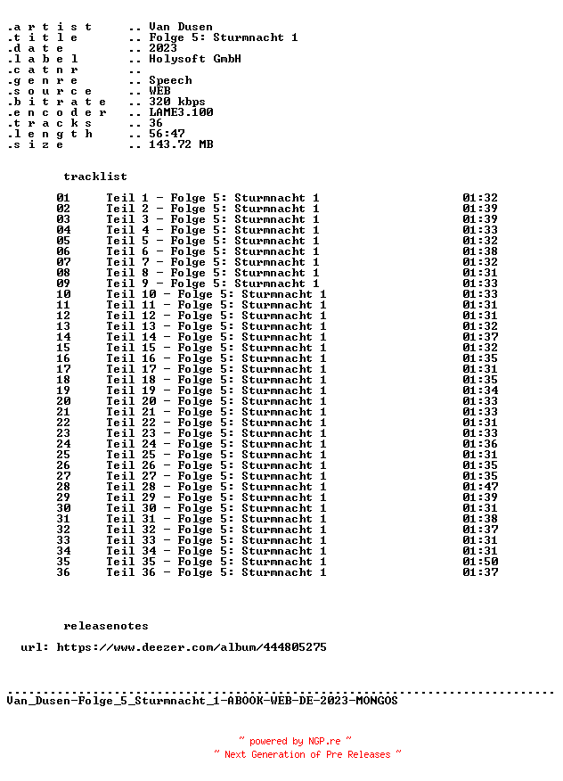 NFO for the release Van_Dusen-Folge_05_Sturmnacht_1-ABOOK-WEB-DE-2023-MONGOS by MONGOS