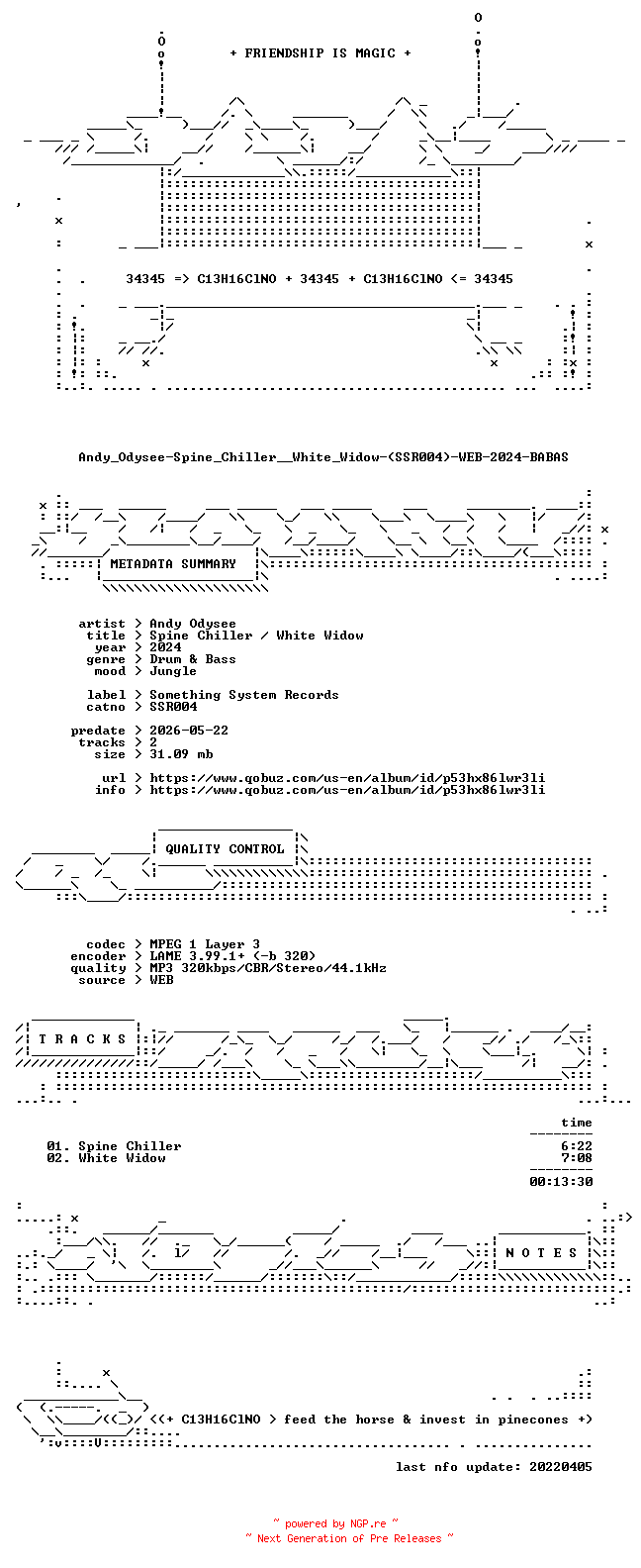 NFO for the release Andy_Odysee-Spine_Chiller__White_Widow-(SSR004)-WEB-2024-BABAS by BABAS