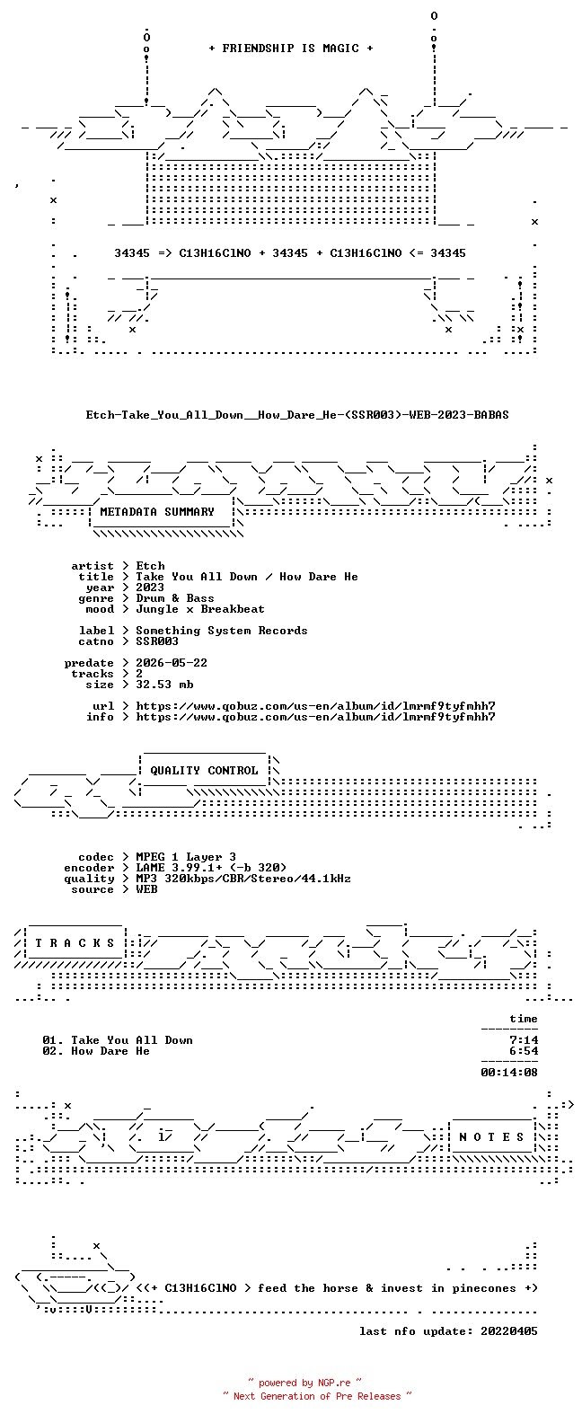 NFO for the release Etch-Take_You_All_Down__How_Dare_He-(SSR003)-WEB-2023-BABAS by BABAS