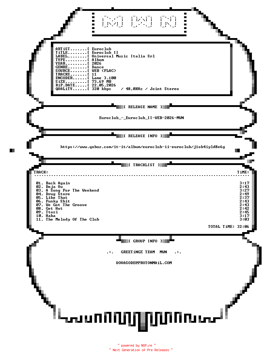 NFO for the release Euroclub_-_Euroclub_II-WEB-2026-MWN by MWN