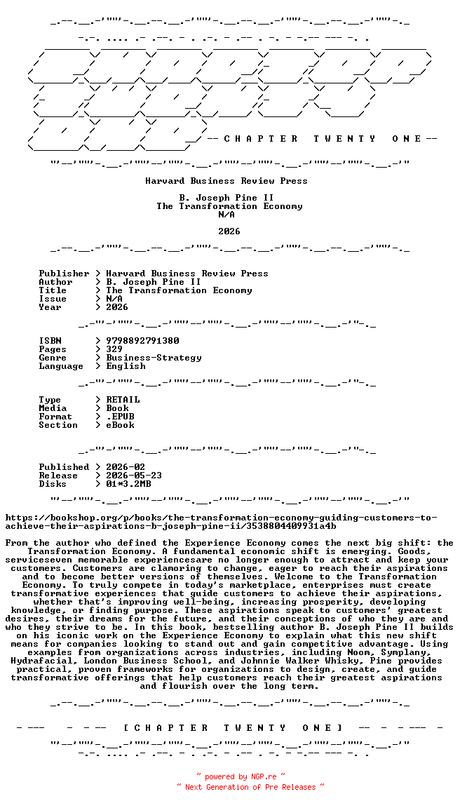 NFO for the release B.Joseph.Pine.II.-.The.Transformation.Economy.2026.RETAIL.EPUB.eBook-CTO by CTO