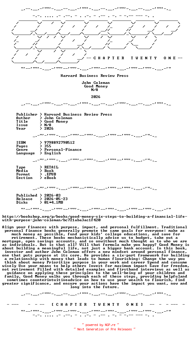 NFO for the release John.Coleman.-.Good.Money.2026.RETAIL.EPUB.eBook-CTO by CTO