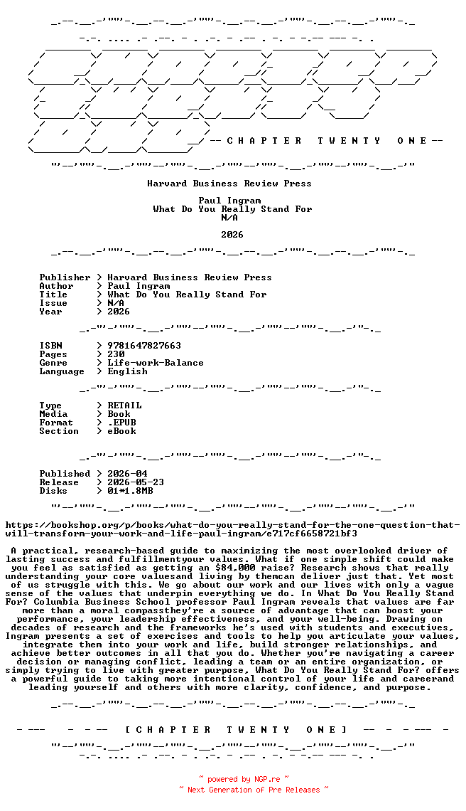 NFO for the release Paul.Ingram.-.What.Do.You.Really.Stand.For.2026.RETAIL.EPUB.eBook-CTO by CTO