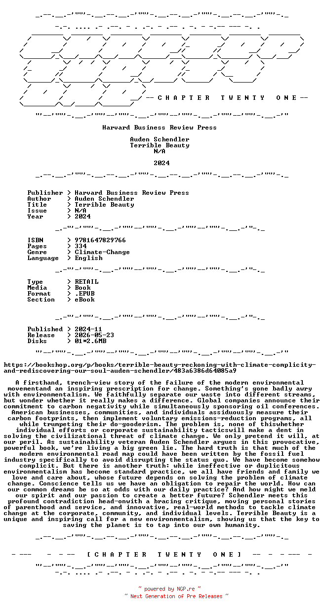 NFO for the release Auden.Schendler.-.Terrible.Beauty.2024.RETAIL.EPUB.eBook-CTO by CTO