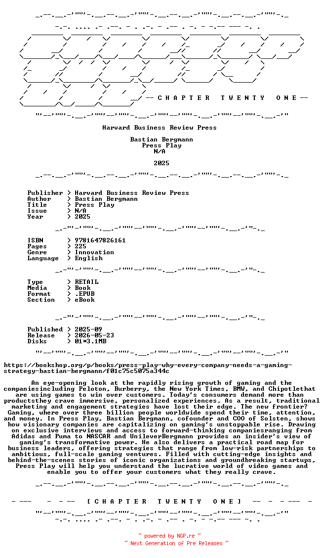 NFO for the release Bastian.Bergmann.-.Press.Play.2025.RETAIL.EPUB.eBook-CTO by CTO