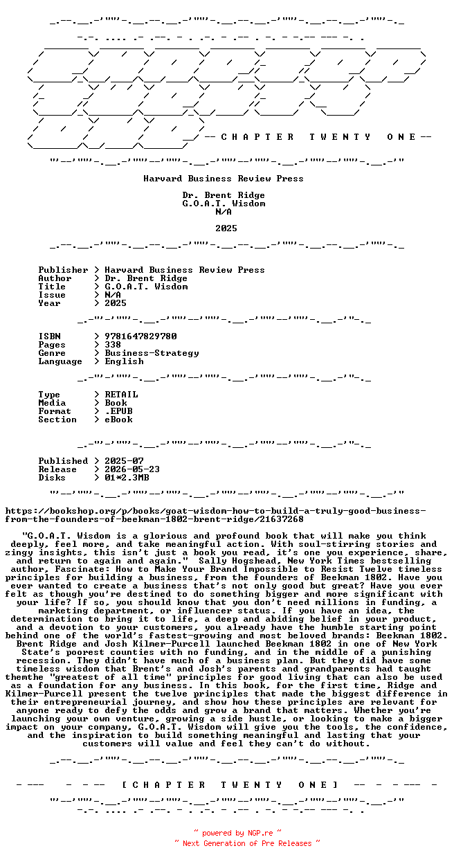 NFO for the release Dr.Brent.Ridge.-.G.O.A.T.Wisdom.2025.RETAIL.EPUB.eBook-CTO by CTO