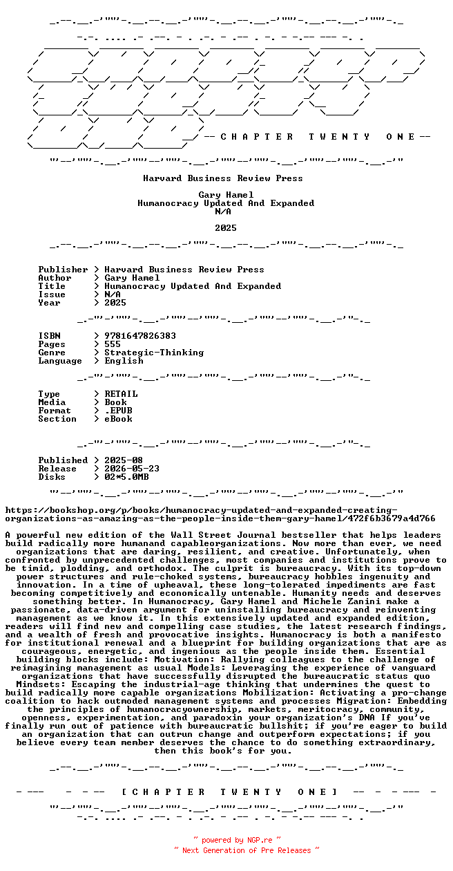 NFO for the release Gary.Hamel.-.Humanocracy.Updated.And.Expanded.2025.RETAIL.EPUB.eBook-CTO by CTO