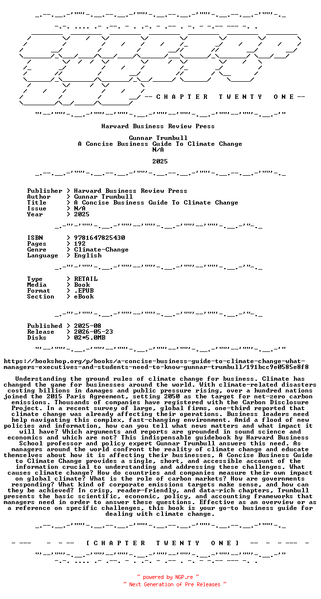 NFO for the release Gunnar.Trumbull.-.A.Concise.Business.Guide.To.Climate.Change.2025.RETAIL.EPUB.eBook-CTO by CTO