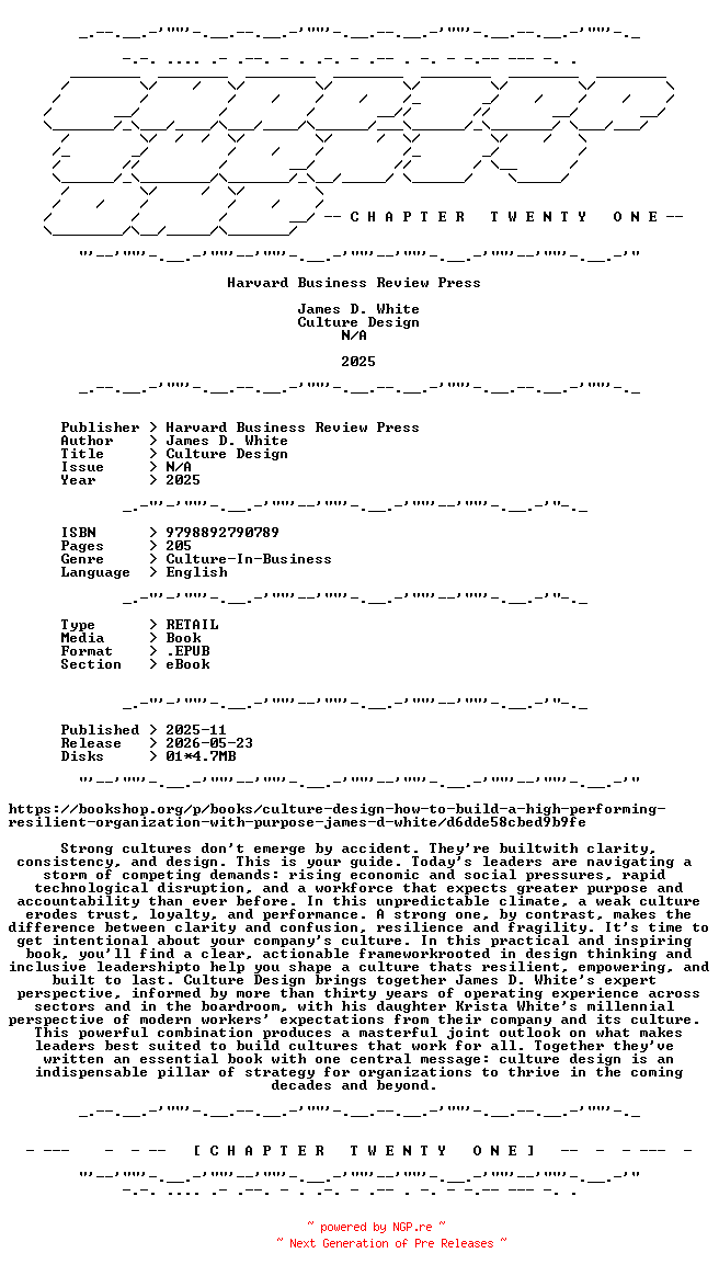 NFO for the release James.D.White.-.Culture.Design.2025.RETAIL.EPUB.eBook-CTO by CTO