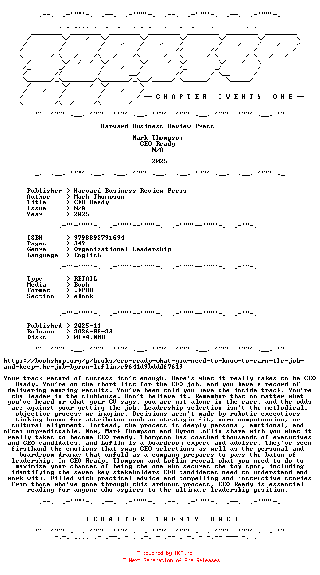 NFO for the release Mark.Thompson.-.CEO.Ready.2025.RETAIL.EPUB.eBook-CTO by CTO