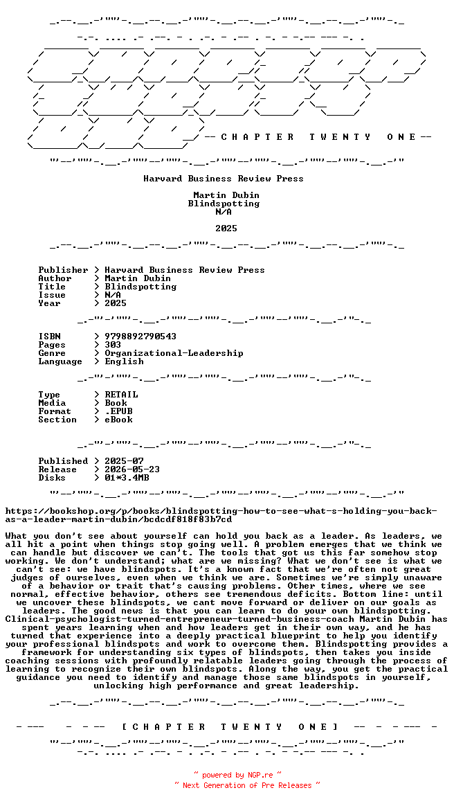 NFO for the release Martin.Dubin.-.Blindspotting.2025.RETAIL.EPUB.eBook-CTO by CTO