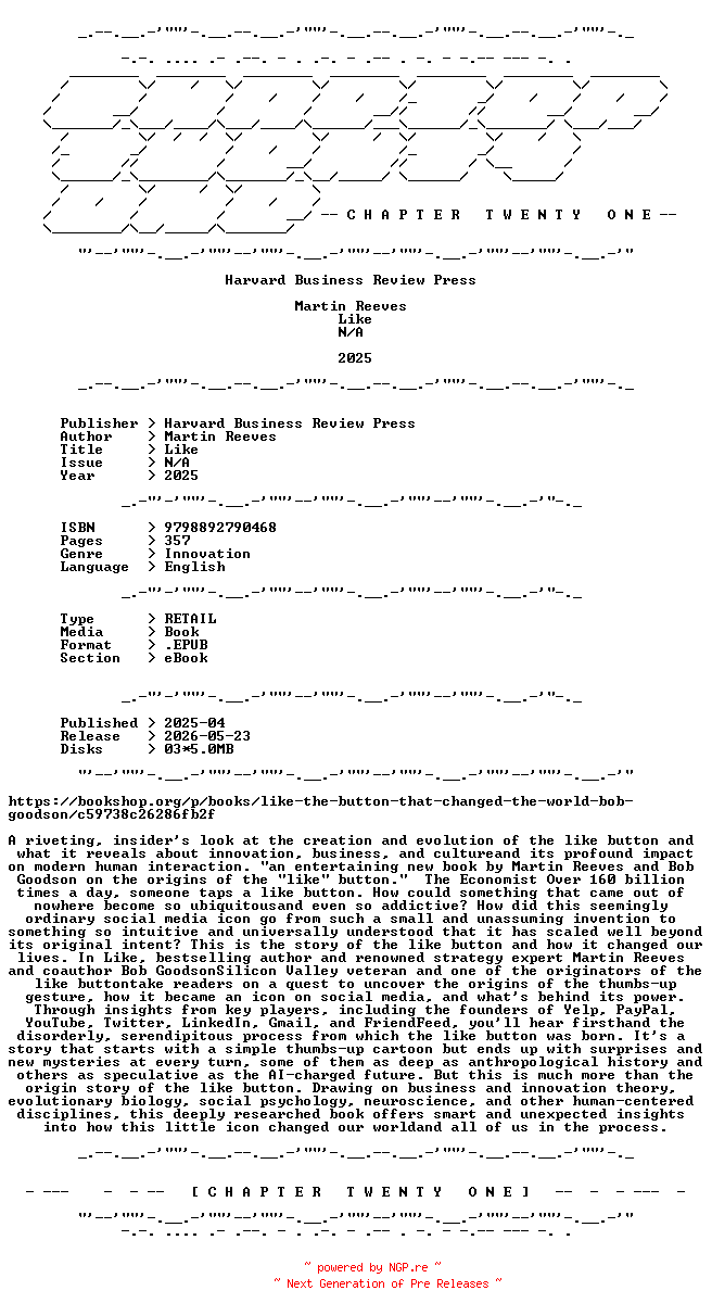 NFO for the release Martin.Reeves.-.Like.2025.RETAIL.EPUB.eBook-CTO by CTO
