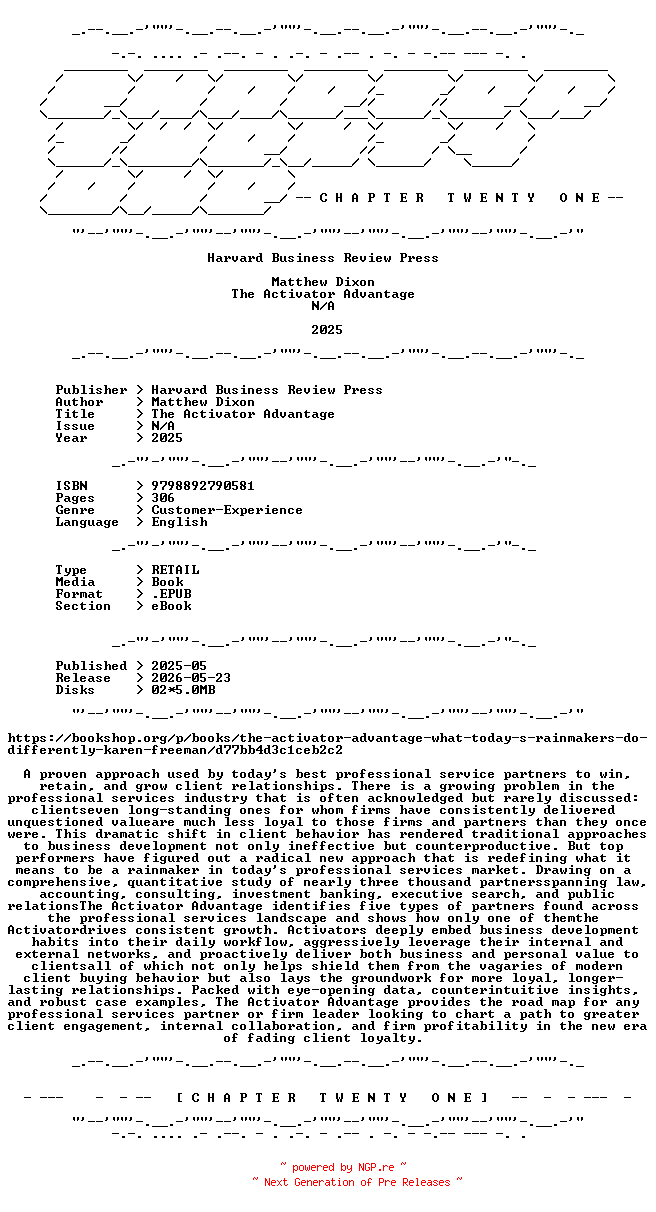 NFO for the release Matthew.Dixon.-.The.Activator.Advantage.2025.RETAIL.EPUB.eBook-CTO by CTO