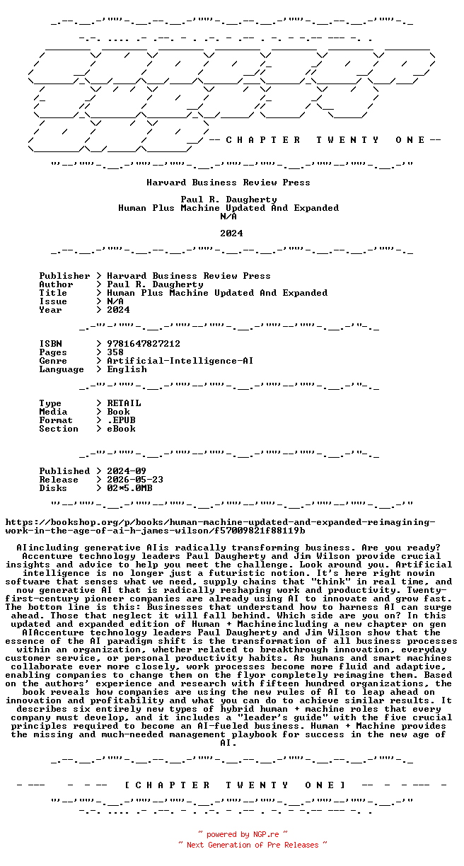 NFO for the release Paul.R.Daugherty.-.Human.Plus.Machine.Updated.And.Expanded.2024.RETAIL.EPUB.eBook-CTO by CTO