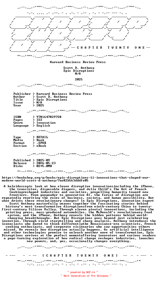 NFO for the release Scott.D.Anthony.-.Epic.Disruptions.2025.RETAIL.EPUB.eBook-CTO by CTO