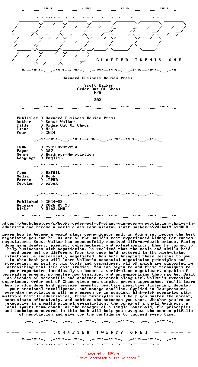 NFO for the release Scott.Walker.-.Order.Out.Of.Chaos.2024.RETAIL.EPUB.eBook-CTO by CTO