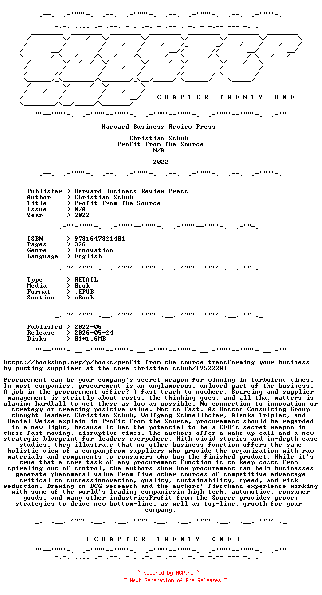 NFO for the release Christian.Schuh.-.Profit.From.The.Source.2022.RETAIL.EPUB.eBook-CTO by CTO