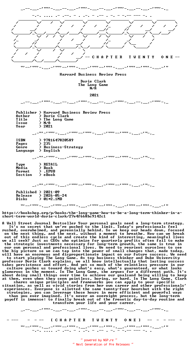 NFO for the release Dorie.Clark.-.The.Long.Game.2021.RETAIL.EPUB.eBook-CTO by CTO