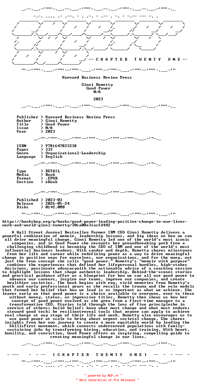 NFO for the release Ginni.Rometty.-.Good.Power.2023.RETAIL.EPUB.eBook-CTO by CTO