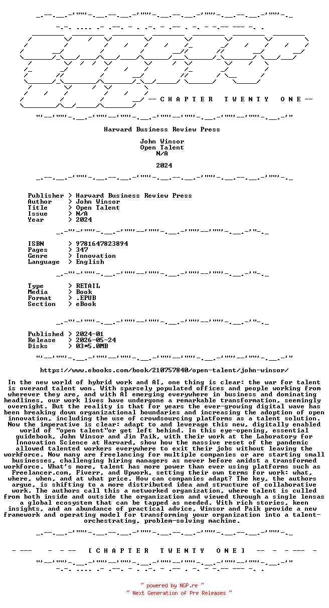 NFO for the release John.Winsor.-.Open.Talent.2024.RETAIL.EPUB.eBook-CTO by CTO