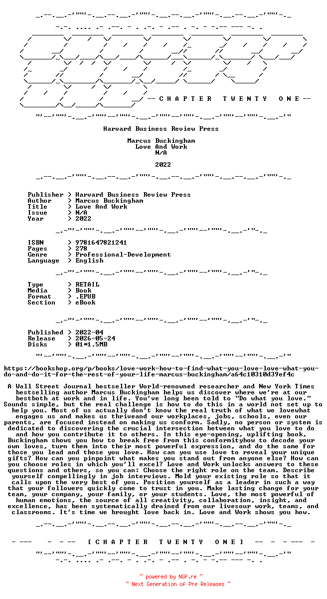 NFO for the release Marcus.Buckingham.-.Love.And.Work.2022.RETAIL.EPUB.eBook-CTO by CTO