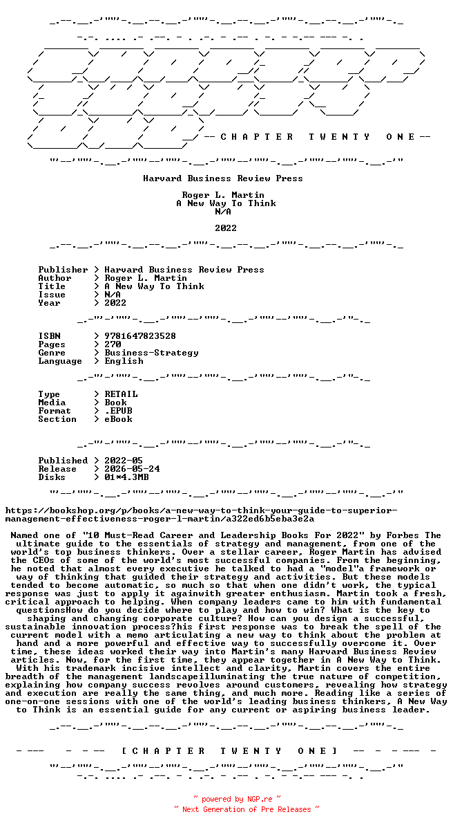 NFO for the release Roger.L.Martin.-.A.New.Way.To.Think.2022.RETAIL.EPUB.eBook-CTO by CTO