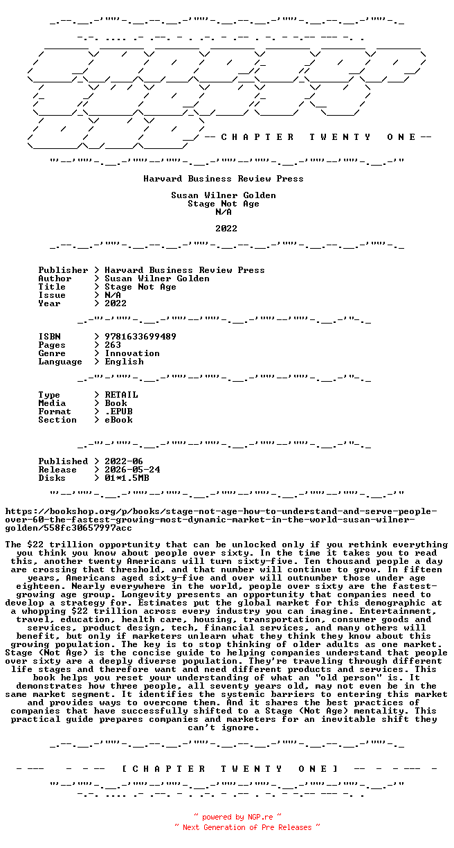 NFO for the release Susan.Wilner.Golden.-.Stage.Not.Age.2022.RETAIL.EPUB.eBook-CTO by CTO