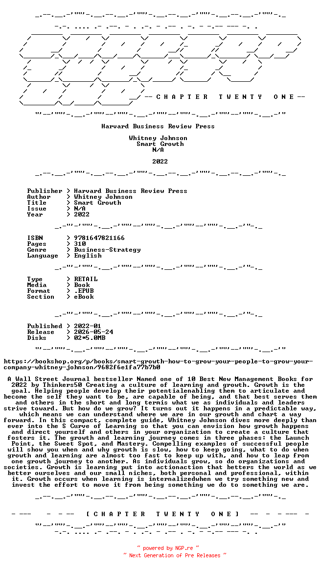 NFO for the release Whitney.Johnson.-.Smart.Growth.2022.RETAIL.EPUB.eBook-CTO by CTO