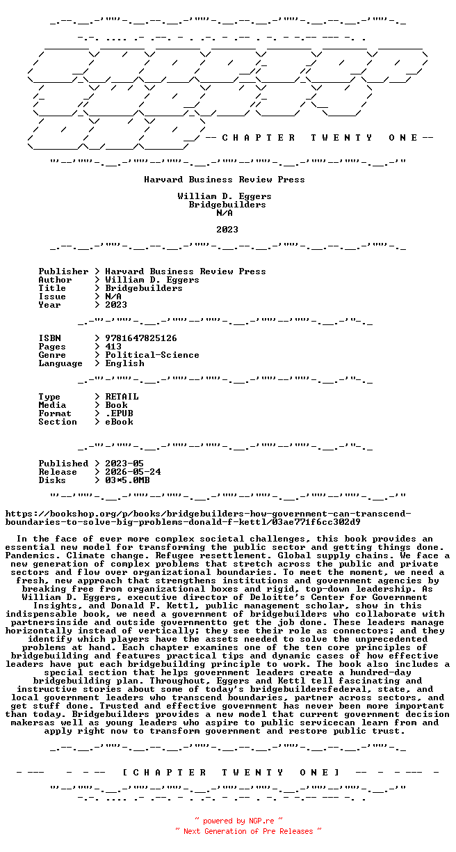 NFO for the release William.D.Eggers.-.Bridgebuilders.2023.RETAIL.EPUB.eBook-CTO by CTO