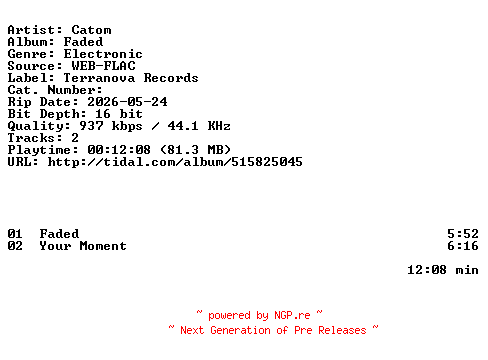 NFO for the release Catom-Faded-EP-16BIT-WEB-FLAC-2026-HFC by HFC