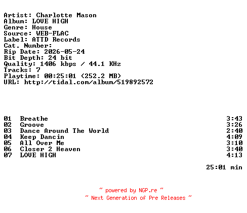 NFO for the release Charlotte_Mason-LOVE_HIGH-24BIT-WEB-FLAC-2026-HFC by HFC