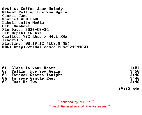 NFO for the release Coffee_Jazz_Melody-Falling_For_You_Again-16BIT-WEB-FLAC-2026-HFC by HFC